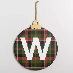 Monogram Seasonal Decor>Kirklands Home Monogram W Plaid Ornament Wall Plaque