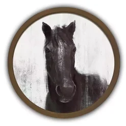 Kirklands Home Moody Horse Round Brown Framed Art Print Discount
