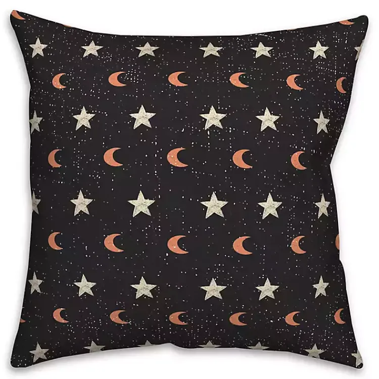 Halloween>Kirklands Home Moon and Stars Halloween Pillow Black