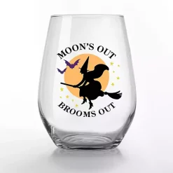 Kirklands Home Moon's Out Brooms Out Halloween Glasses, Set of 2 Outlet