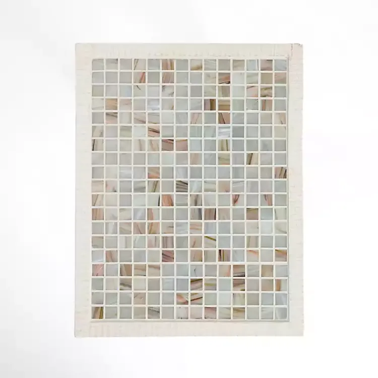 Kirklands Home Mosaic Tile White Wood C-Table Blue