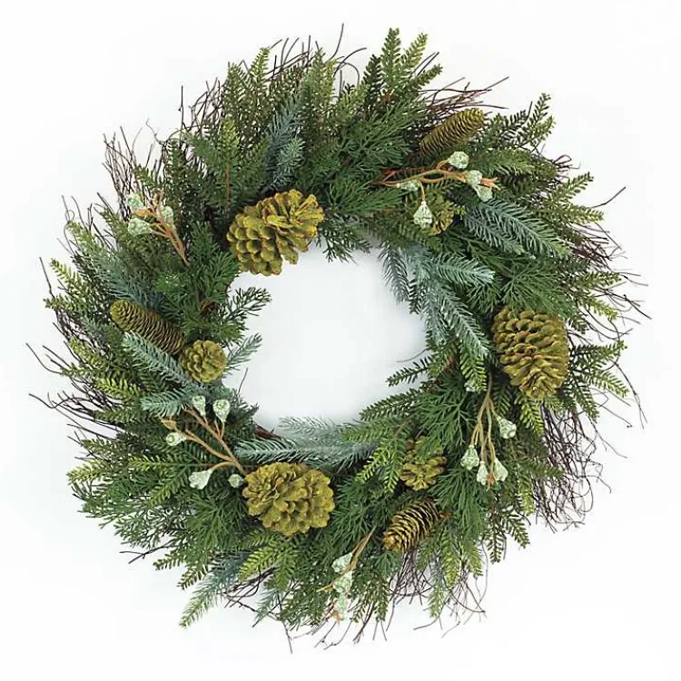 Christmas Wreaths>Kirklands Home Mossy Mixed Pinecone Wreath Green