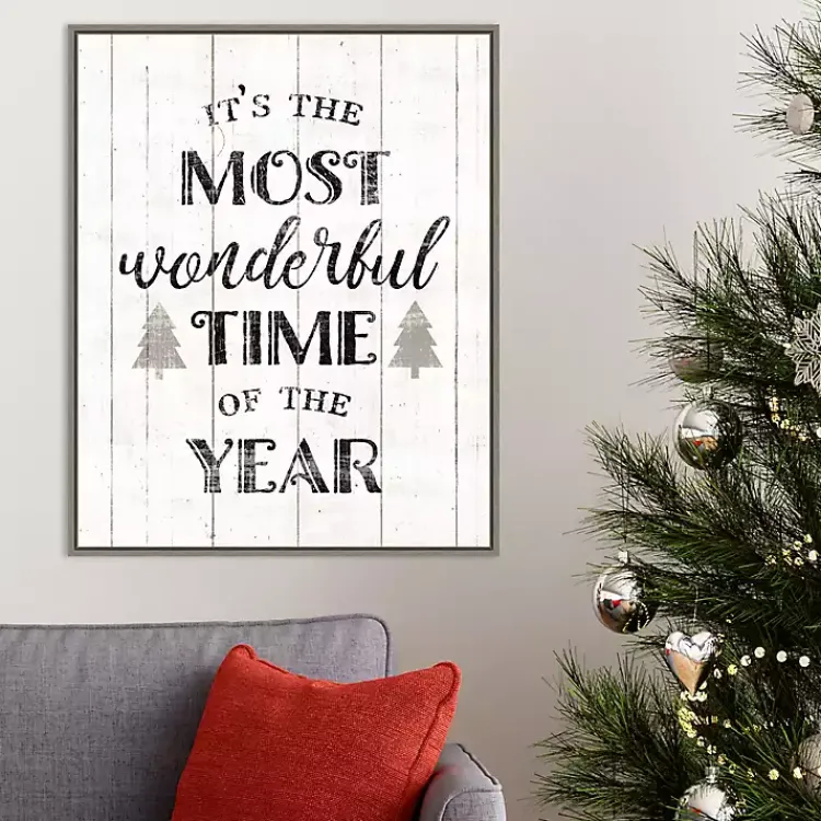 Christmas Art & Wall Decor>Kirklands Home Most Wonderful Time Framed Canvas Print
