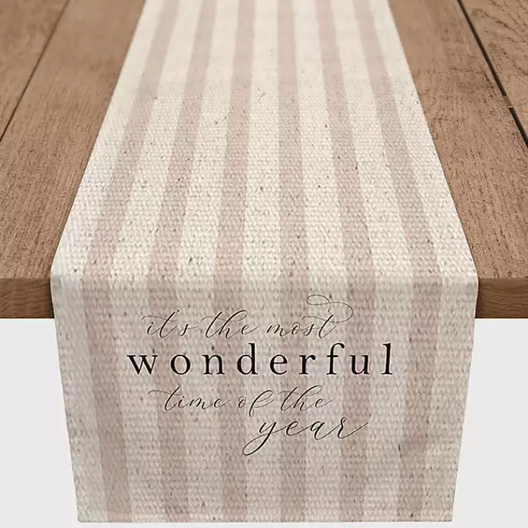 Christmas Dining & Entertaining>Kirklands Home Most Wonderful Time of the Year Runner, 90 in. Tan