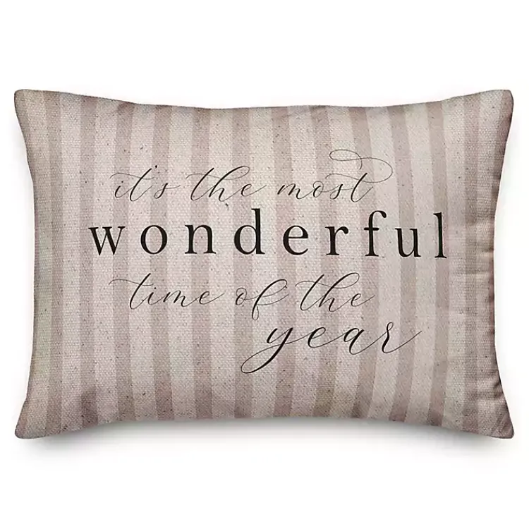 Christmas Pillows>Kirklands Home Most Wonderful Time of the Year Christmas Pillow Tan