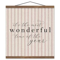 Christmas Art & Wall Decor>Kirklands Home Most Wonderful Time of the Year Wall Hanger Pink