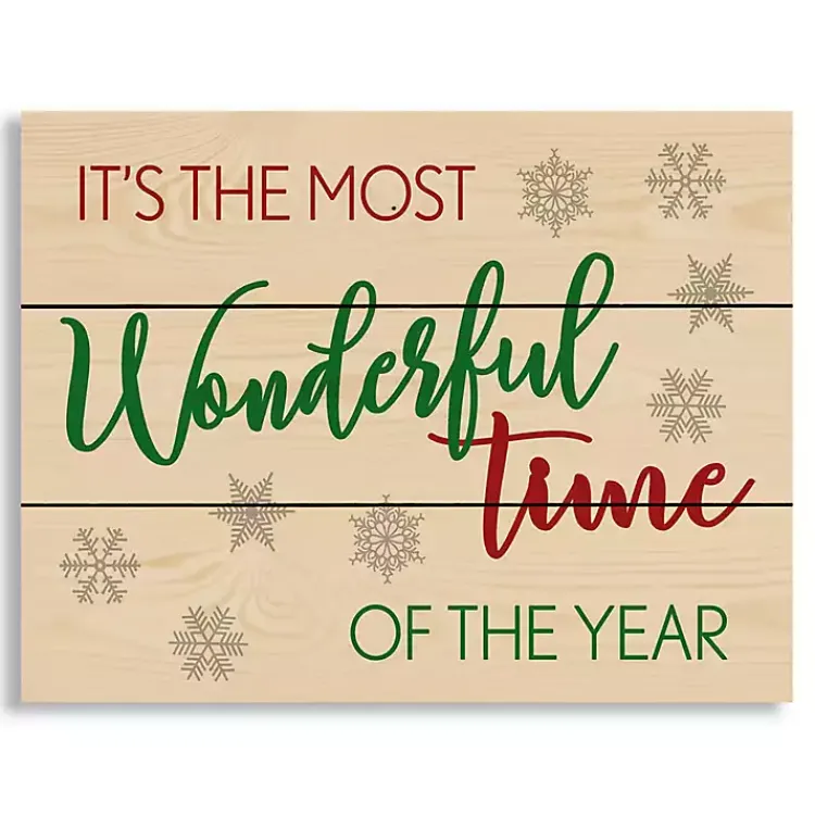 Christmas Art & Wall Decor>Kirklands Home Most Wonderful Time Wood Pallet Wall Plaque