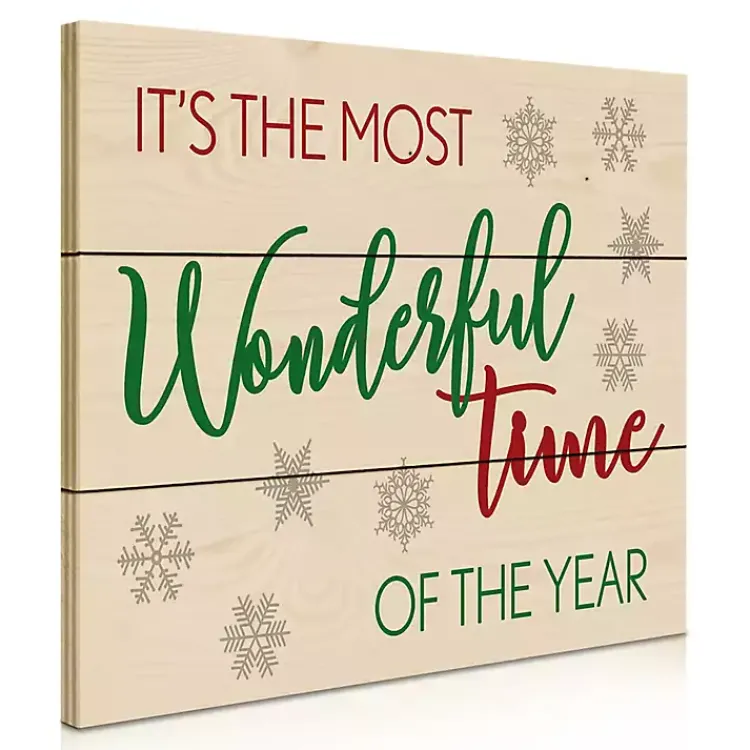 Christmas Art & Wall Decor>Kirklands Home Most Wonderful Time Wood Pallet Wall Plaque