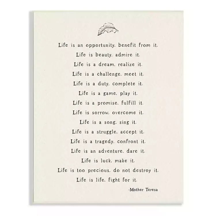 Kirklands Home Mother Teresa Life Quote Wall Plaque Best