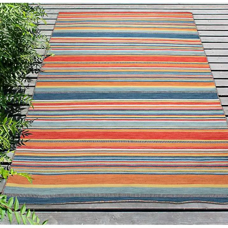 Kirklands Home Multi Dhurri Stripe Indoor/Outdoor Area Rug, 5x7 Sale