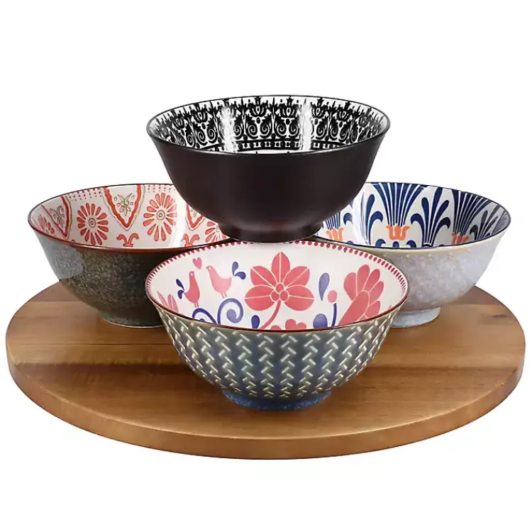 Kirklands Home Patterned Ceramic 8-pc. Bowl Set Multi Clearance