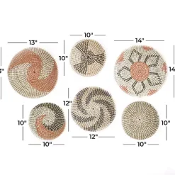 Kirklands Home Multi Seagrass Round 6-pc. Wall Plaque Set Tan Outlet
