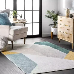 Kirklands Home Multicolor Abstract Shapes Area Rug, 6x9 Clearance