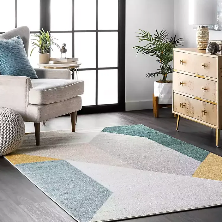 Kirklands Home Multicolor Abstract Shapes Area Rug, 6x9 Clearance