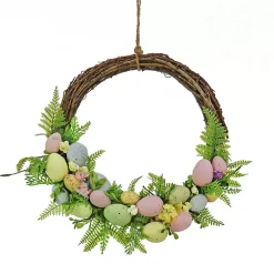 Easter Decorations>Kirklands Home Multicolor Easter Eggs and Fern Wreath