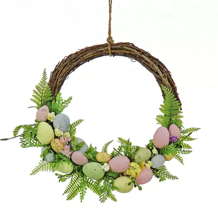 Easter Decorations>Kirklands Home Multicolor Easter Eggs and Fern Wreath
