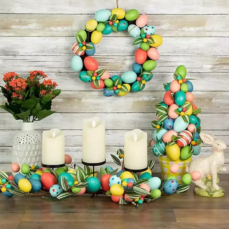 Easter Decorations>Kirklands Home color Easter Eggs Wreath Multi