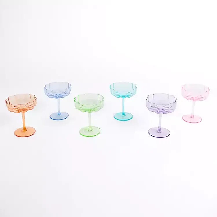 Kirklands Home color Floral Coupe Glasses, Set of 6 Multi
