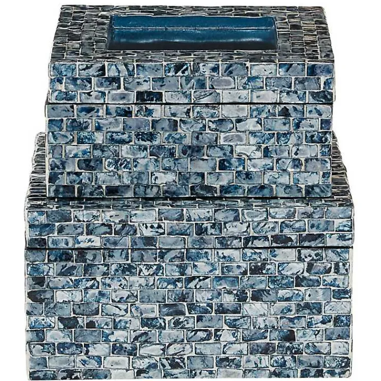 Baskets & Boxes>Kirklands Home Multicolor Mother of Pearl Coastal Boxes, Set of 2