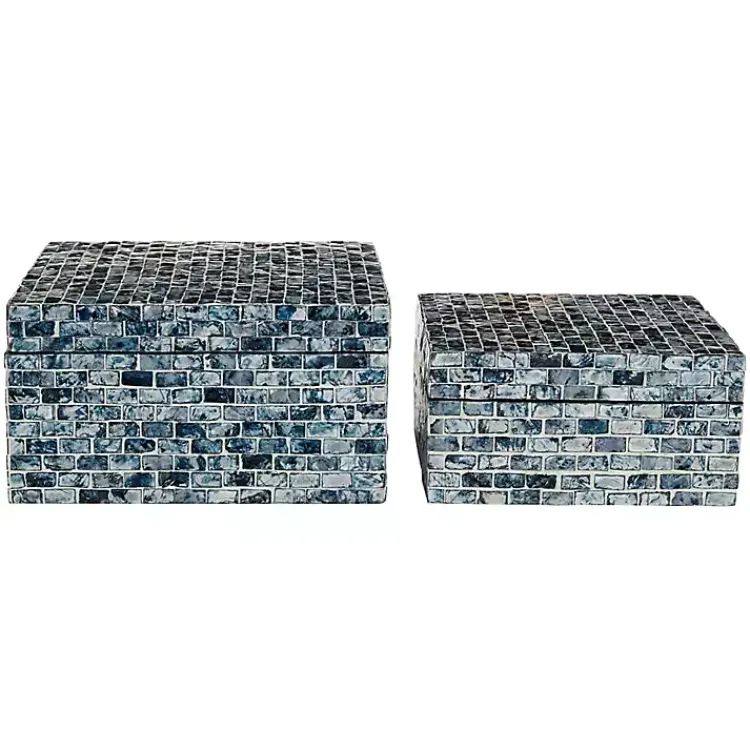Baskets & Boxes>Kirklands Home Multicolor Mother of Pearl Coastal Boxes, Set of 2