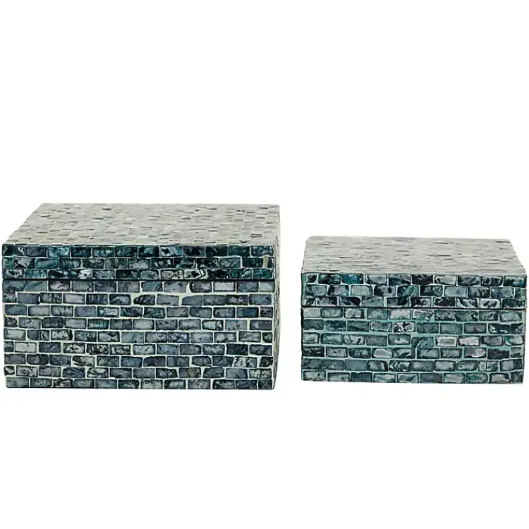Baskets & Boxes>Kirklands Home Multicolor Mother of Pearl Coastal Boxes, Set of 2