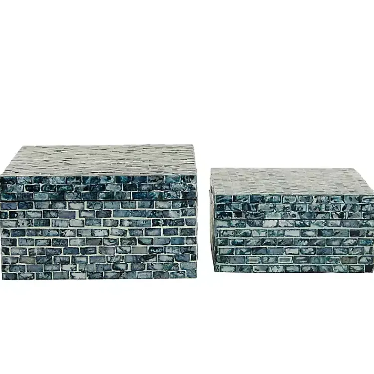 Baskets & Boxes>Kirklands Home Multicolor Mother of Pearl Coastal Boxes, Set of 2