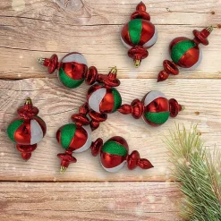 Christmas Ornaments>Kirklands Home Multicolor Shatterproof Finial Ornaments, Set of 8