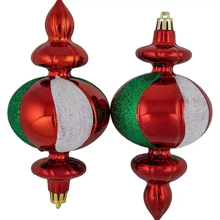 Christmas Ornaments>Kirklands Home Multicolor Shatterproof Finial Ornaments, Set of 8