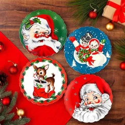 Kirklands Home color Vintage Christmas Plates, Set of 4 Multi Online