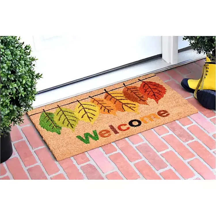 Fall>Kirklands Home Multicolor Welcome Fall Leaves Doormat, 29x17 in.