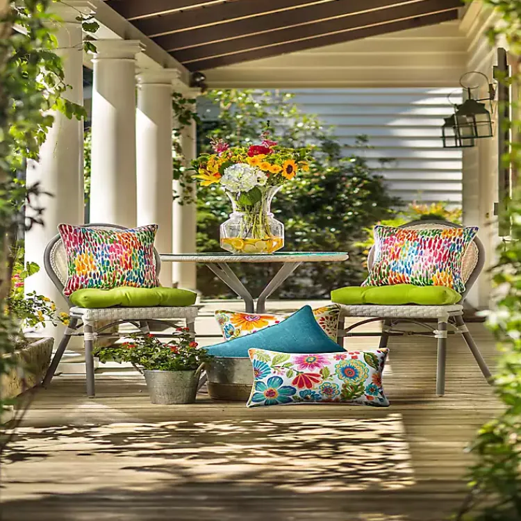 Kirklands Home color Zinnia Outdoor Lumbar Pillows, Set of 2 Multi Clearance