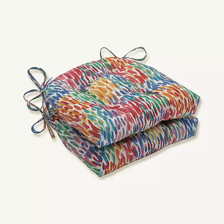 Kirklands Home color Zinnia Outdoor Seat Cushions, Set of 2 Multi New