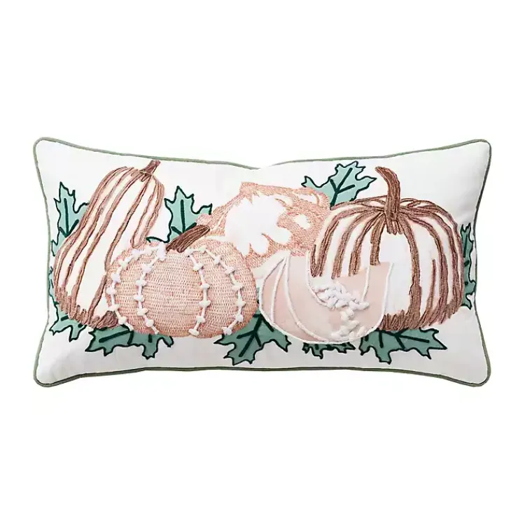 Fall>Kirklands Home colored Pumpkins Embroidered Throw Pillow Multi