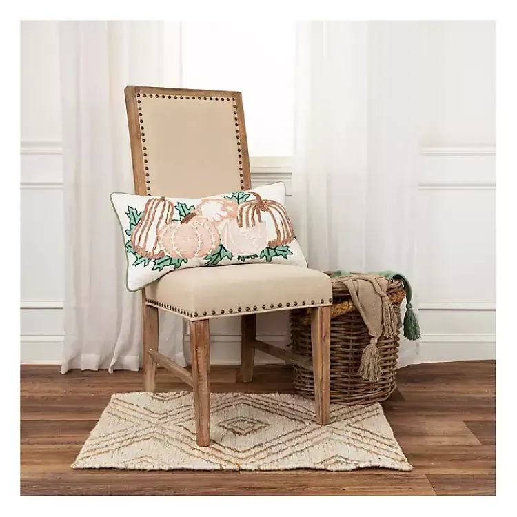 Fall>Kirklands Home colored Pumpkins Embroidered Throw Pillow Multi