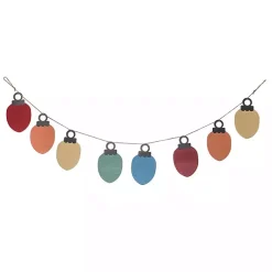 Christmas Decorations>Kirklands Home colored Vintage Christmas Lights Metal Banner Multi