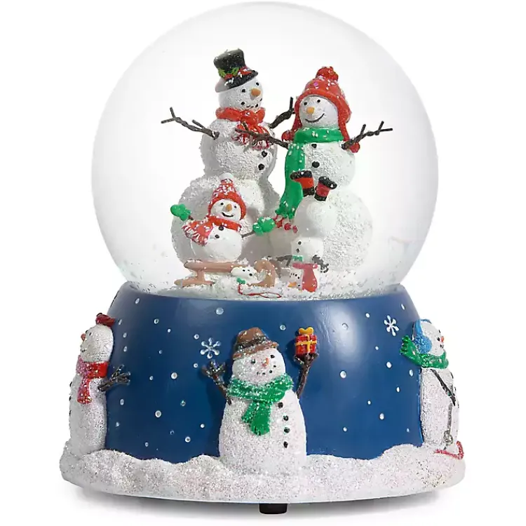 Christmas Decorations>Kirklands Home Musical Snowman Family Christmas Dome