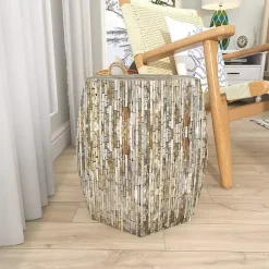 Kirklands Home Mussel Shell Hexagonal Accent Table Multi Online