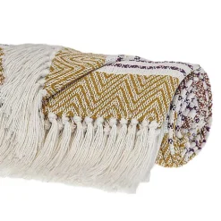 Blankets & Throws>Kirklands Home Mustard Herringbone Multi Striped Throw Yellow
