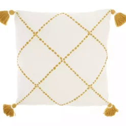 Pillows>Kirklands Home Mustard Stitched Lattice Throw Pillow
