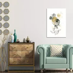 Kirklands Home Mustard Yellow and Gray Abstract Canvas Art Print