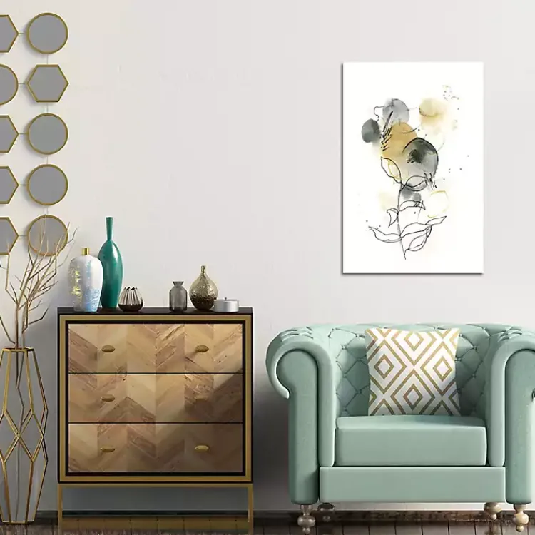 Kirklands Home Mustard Yellow and Gray Abstract Canvas Art Print