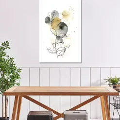 Kirklands Home Mustard Yellow and Gray Abstract Canvas Art Print