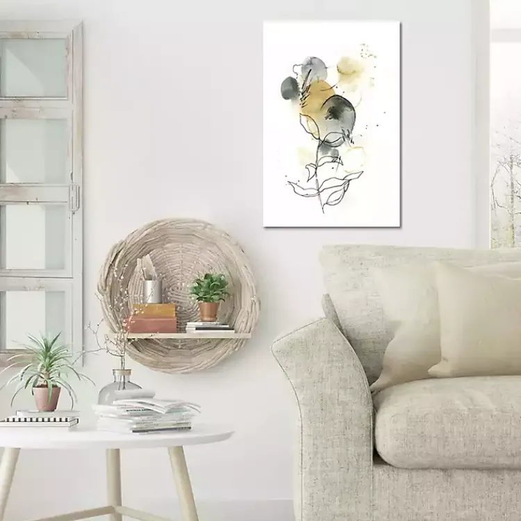 Kirklands Home Mustard Yellow and Gray Abstract Canvas Art Print
