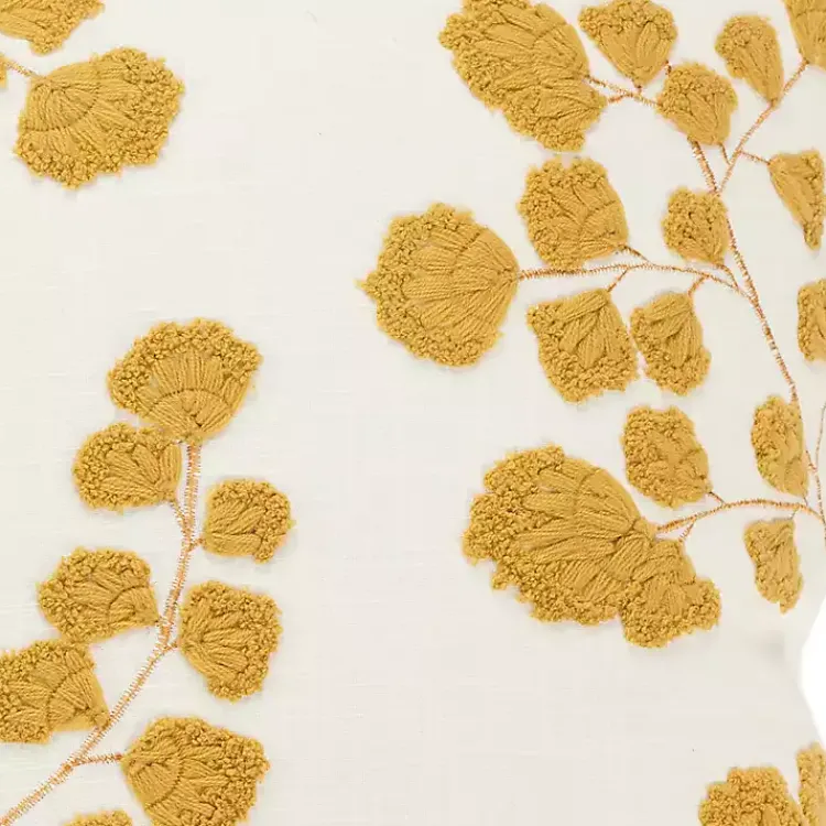 Pillows>Kirklands Home Mustard Yellow Embroidered Floral Throw Pillow