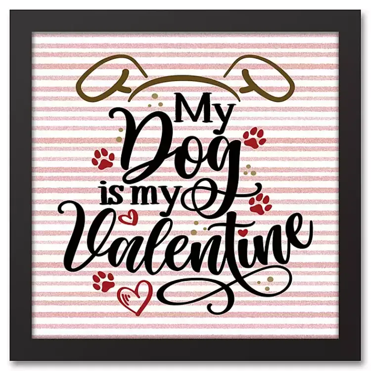 Kirklands Home My Dog is My Valentine Framed Canvas Wall Plaque Pink Online