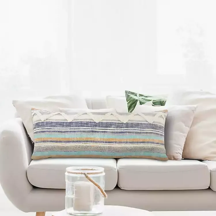 Pillows>Kirklands Home Myrtle Tufted Stripes Lumbar Pillow