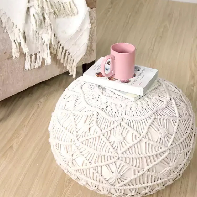 Poufs & Floor Cushions>Kirklands Home Mystic Macrame Pouf White