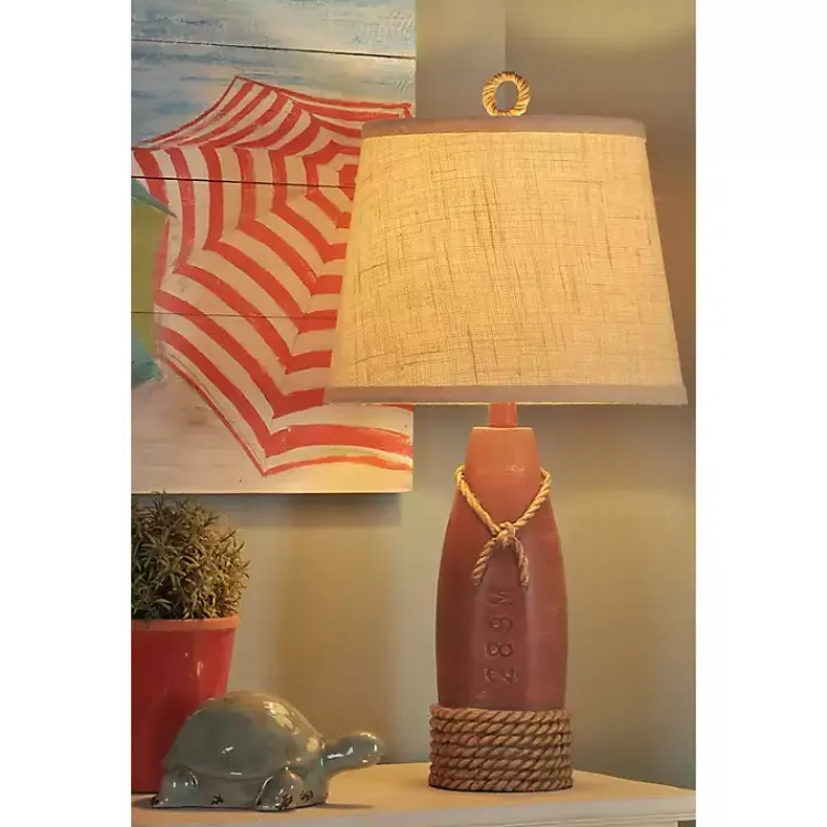 Kirklands Home Nantucket Red Buoy Table Lamp Tan New