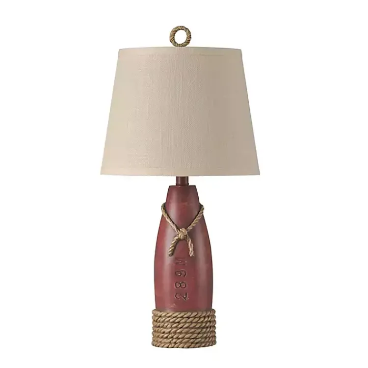 Kirklands Home Nantucket Red Buoy Table Lamp Tan New