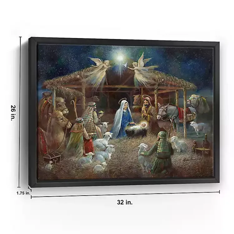 Christmas Art & Wall Decor>Kirklands Home Nativity at Twilight Framed Canvas Art Print Multi